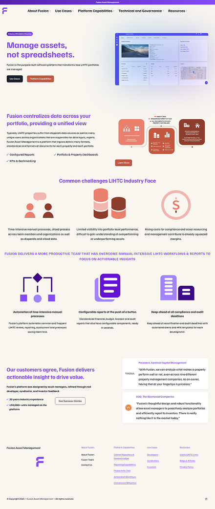 Fusion homepage before redesign