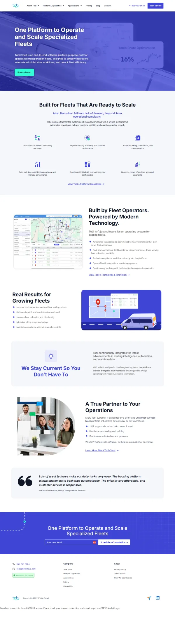 Tobi Cloud homepage after redesign
