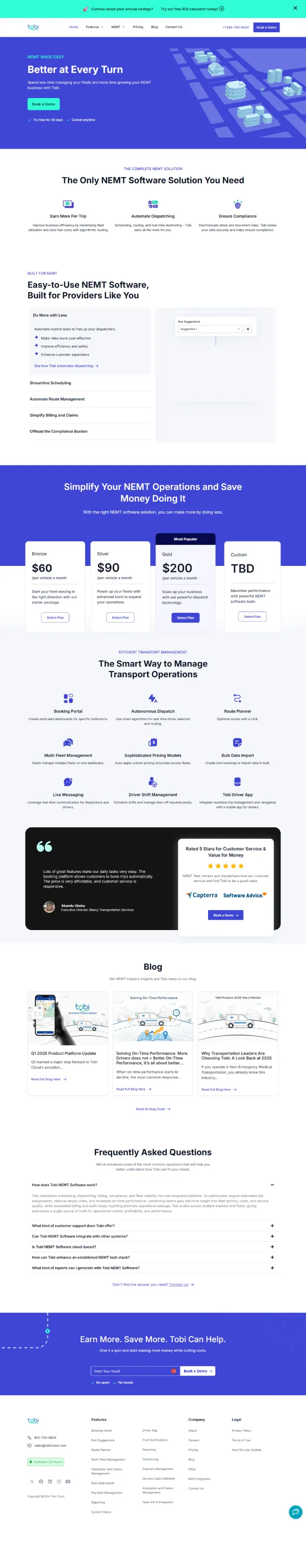 Tobi Cloud homepage before redesign