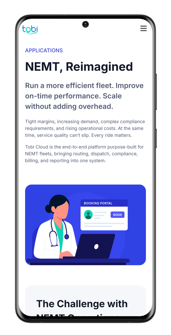 Tobi Cloud website on mobile
